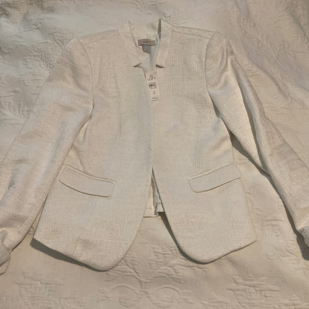 Loft Outlet - white tweed blazer - size 2 - NEW